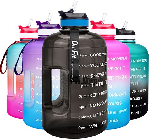 Quifit Motivational Gallon Water Bottle With Straw Time Marker Bpa