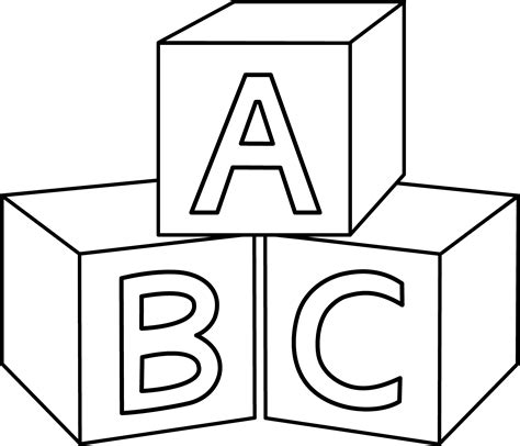 ABC Blocks Coloring Page - Free Clip Art