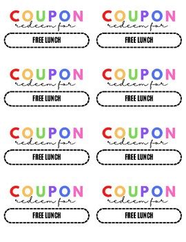 FREE Lunch Coupons by Maia Persinger | TPT