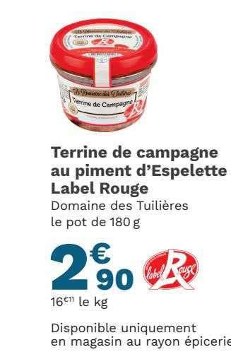 Offre Terrine De Campagne Au Piment D Espelette Label Rouge Chez Picard