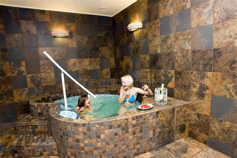 Two Women At Hot Tub Stock Photo Image Of Restful Bathing