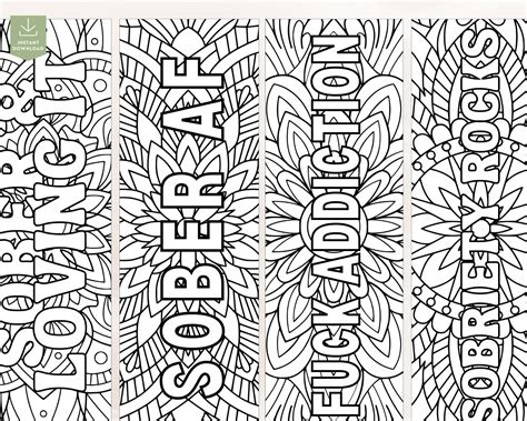 Sobriety Coloring Bookmarks Printable Addiction Recovery Bookmark Set