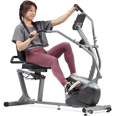 Sunny Health & Fitness Compact Performance Recumbent Bike with Dual