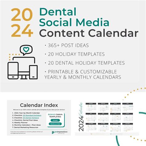 Dental Social Media Calendar 2024 Wren Amberly