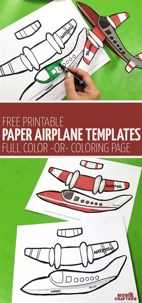 Easy Paper Airplane Templates To Print Color Craft And Fly Paper