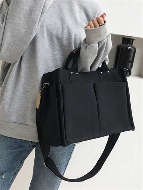 Bolso Tote De Lona Simple Bolso Cruzado Para Mujer Bolso