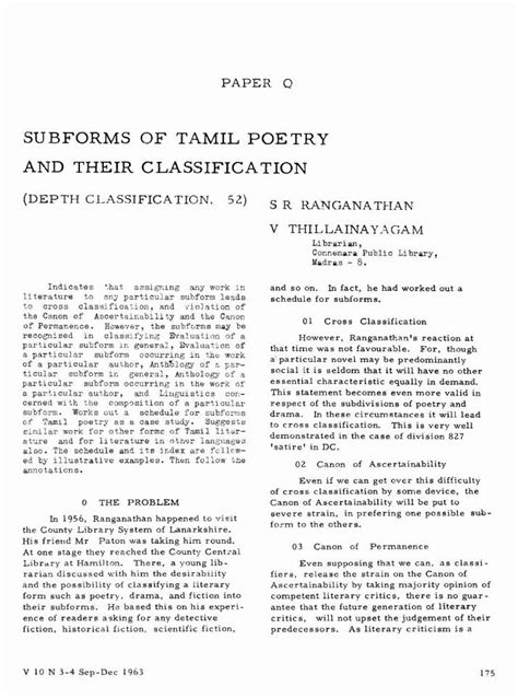 Pdf Subforms Of Tamil Poetry And Their Nopr Niscair Res In Bitstream