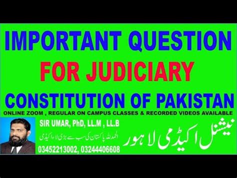 Constitution Of Pakistan For Judiciary Important Questions Youtube