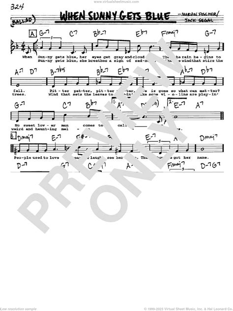 When Sunny Gets Blue Sheet Music Real Book With Lyrics PDF