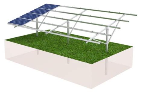 Rendering of a solar panel array installation supported by driven piles ...