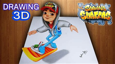 Menggambar Subway Surf 3d Drawing Jake Subway Surfers 3d Youtube