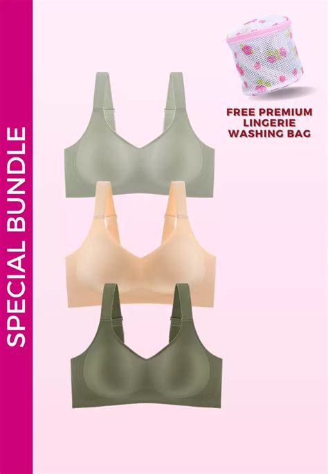 Buy Kiss Tell Pack Premium Melinda Seamless Wireless Padded Support Bra In Grey Nude And