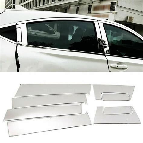 8Pcs Chrome Car Door Window Column BC Pillar Post Cover Trim For Honda