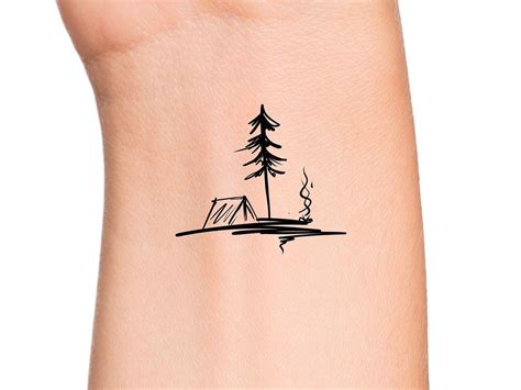 Pine Tree Tent Temporary Tattoo Etsy