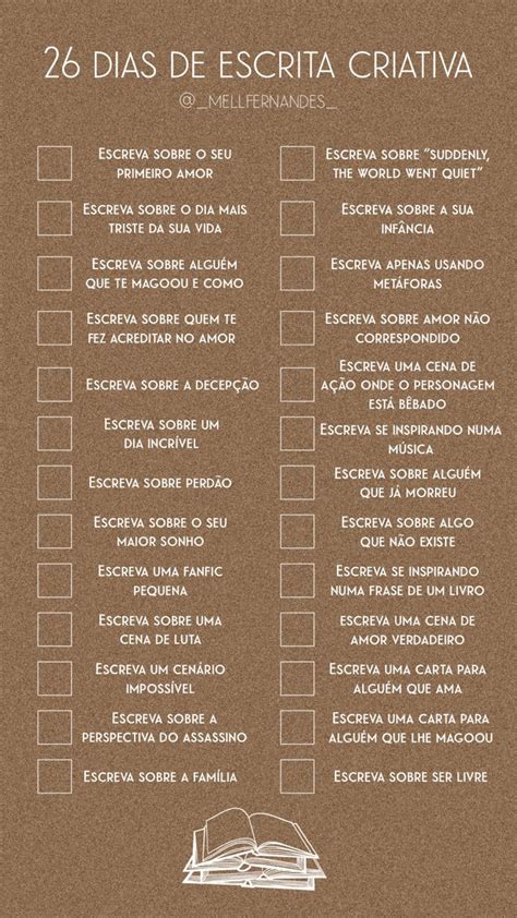 Desafio De Dias De Escrita Criativa Writing Challenge Writing Tips