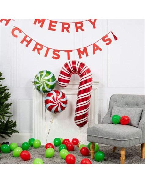 25pcs Christmas Candy Cane Foil Balloons Lollipop Candy Party