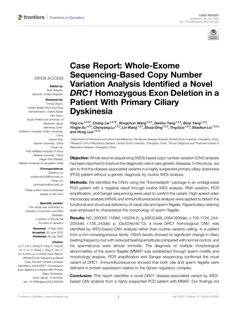 Pdf Case Report Whole Exome Sequencing Based Copy Number Variation