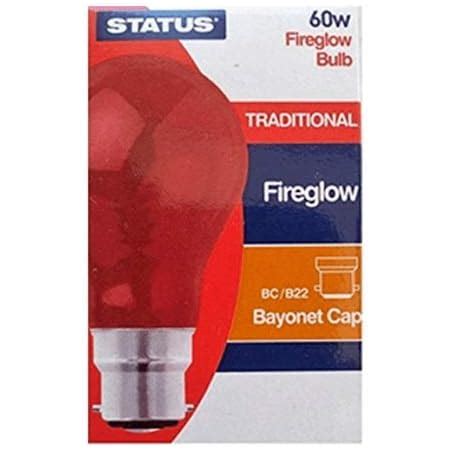 4 X FIREGLOW 60W Clear GLS Classic BC B22 Light Bulbs Bayonet Cap Red