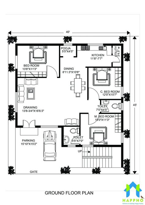 vastu house plan east facing bhk plan