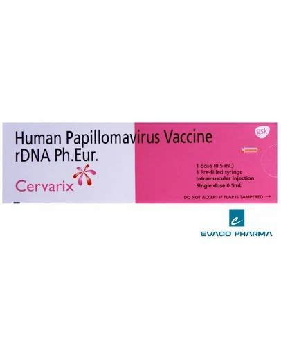 Cervarix Vaccine Injection in Surat, EVAQO PHARMA | ID: 26393857388