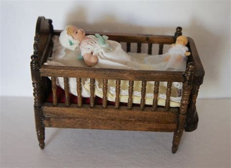 Vintage Dolls House Miniature Wooden Cot Bed Handmade Etsy