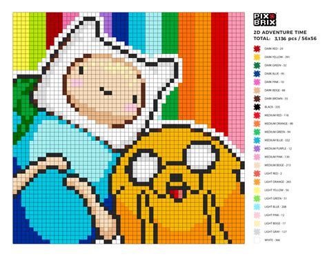 Adventure Time Pixel Art Template High Resolution For Pix Brix Pixel Art Pixel Art Templates