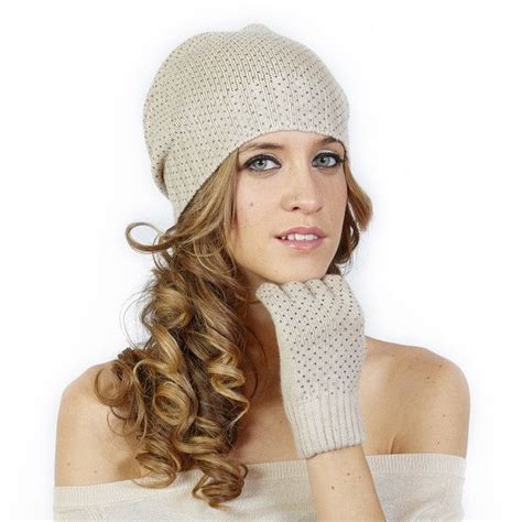 Cappello Beanie In Lana E Cashmere Con Strass Berretto Pelliccia