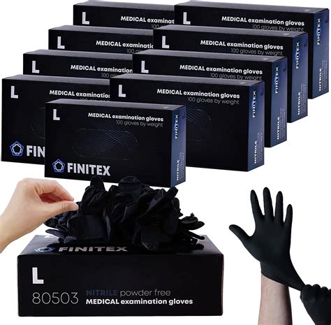 Buy Finitex Black Nitrile Disposable Medical Exam Gloves 5 Mil Powder