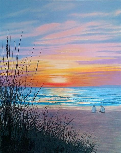 Beginner Ocean Sunset Painting / Easy Pastel Sunset Painting Tutorial ...