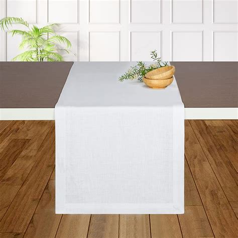 Buy D Moksha Homes White Table Runner 14 X 36 Inch 100 Pure Linen