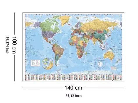 Polityczna Mapa Wiata Flagi Plakat Galeria Plakatu