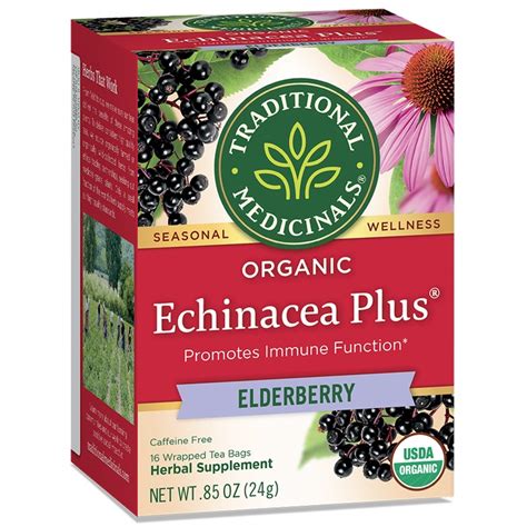 Traditional Medicinals Organic Echinacea Plus Elderberry Caffeine