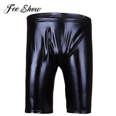 Jual Import Black Men Lingerie Patent Leather Shorts Wetlook Boxer