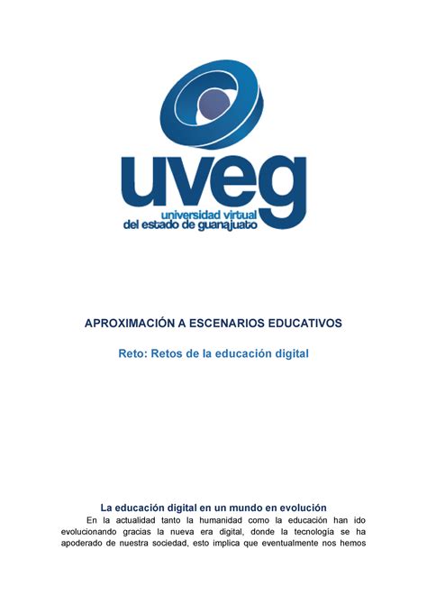 Retos La educación digital APROXIMACIÓN A ESCENARIOS EDUCATIVOS