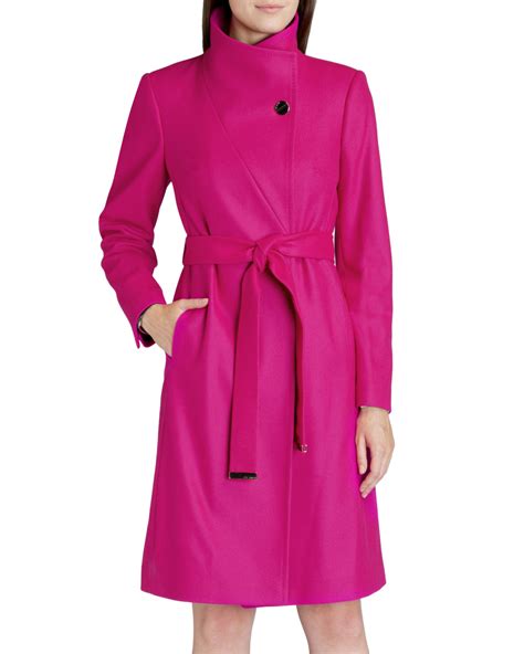 Ted baker Belted Wrap Coat in Pink | Lyst