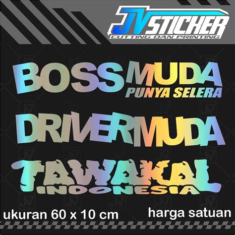 Jual Stiker Boss Muda Driver Muda Tawakal Cutting Sticker Mobil Murah