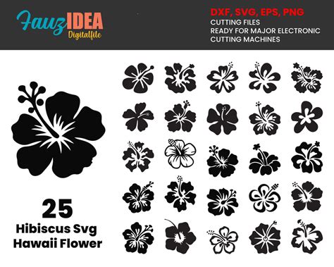 25 Hibiscus Svg Hibiscus Clip Art Hawaiian Flower Svg Hibiscus