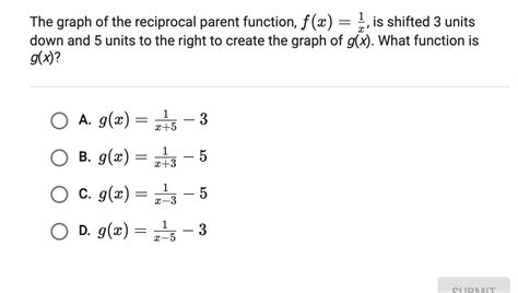 The Graph Of The Reciprocal Parent Function F Studyx