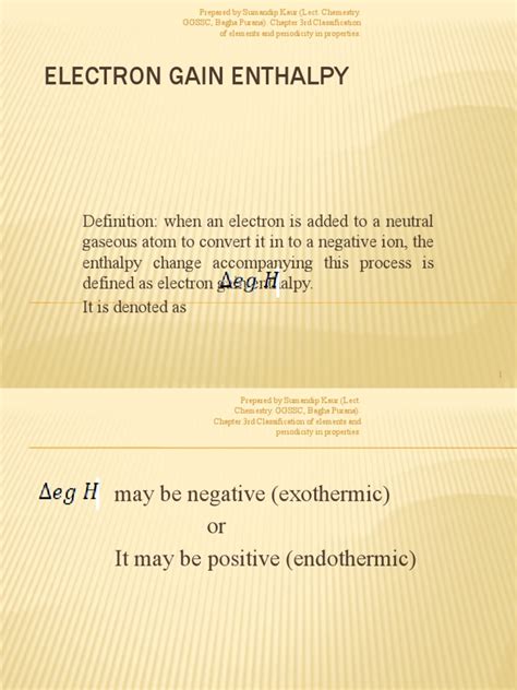 Electron Gain Enthalpy | PDF | Electron | Atoms