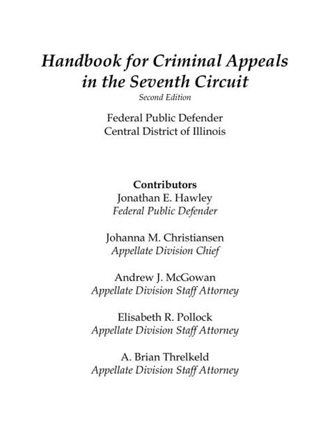 Handbook For Criminal Appeals In The Seventh Circuit Second Edition