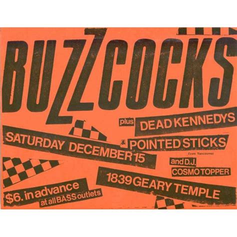 1839 Geary Temple Sat Dec 15 Usa 80s Promo Poster Concert Punk Flyer By Buzzcocks Dead