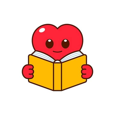 Premium Vector | Cute Heart Reading a Book