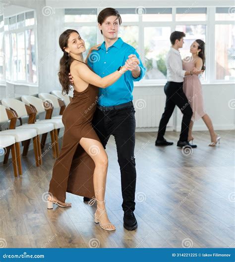 Couple Young Woman And Man Dancing Latin Dances Stock Image Image Of