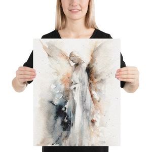 Guardian Angel Painting Religious Wall Art Angel Watercolor Abstract ...