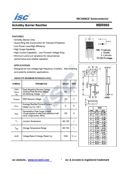 Mbr Datasheet Schottky Barrier Rectifier