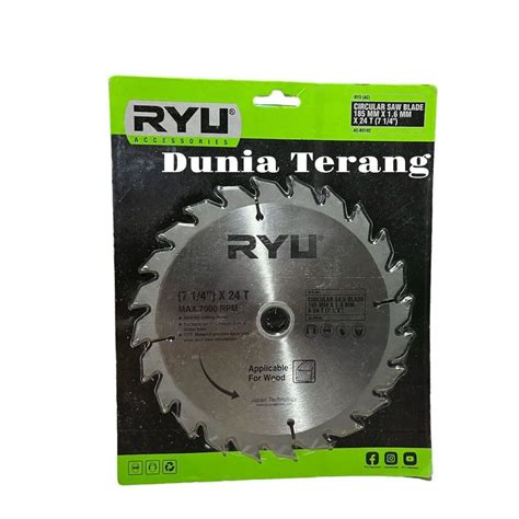 Mata Gergaji Kayu RYU 7 X 24T 40T Tct Circular Saw Blade 185 Mm X 1