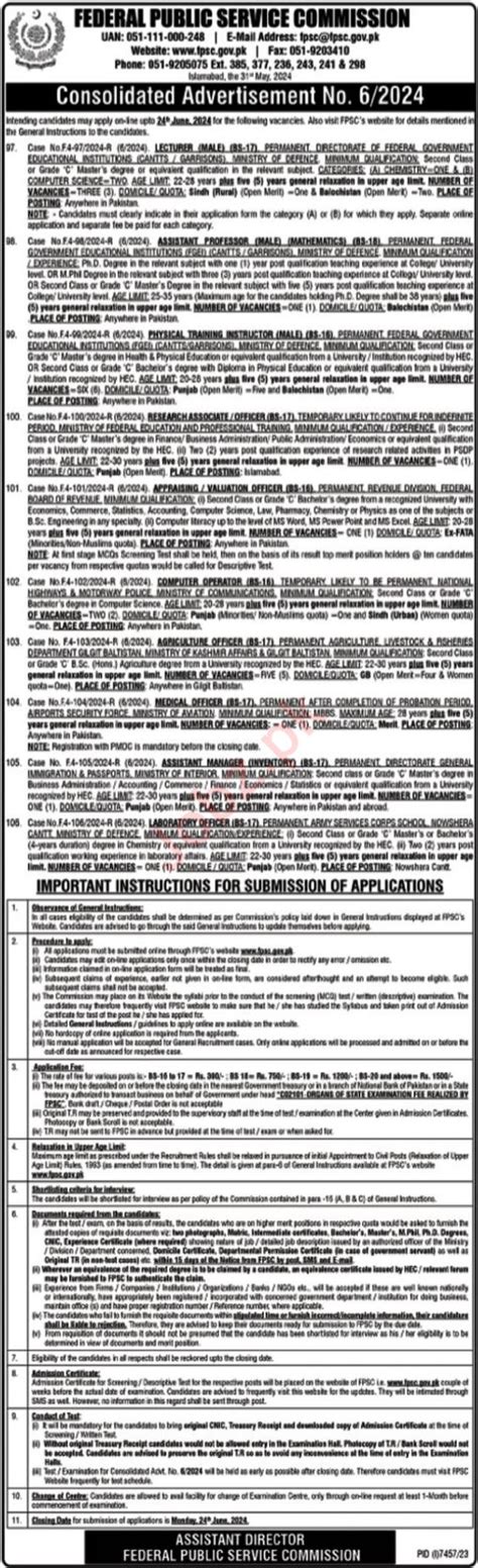 Advertisement No For Jobs At Fpsc Job Advertisement Pakistan