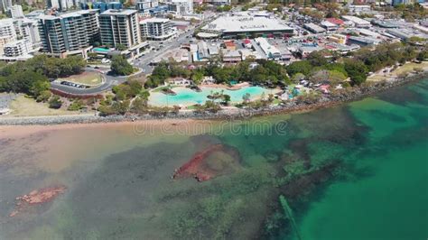 Aerial Drone View of Settlement Cove Lagoon, Redcliffe, Australia Stock ...