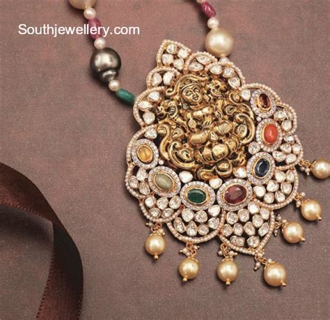 Goddess Lakshmi Polki Pendant Indian Jewellery Designs