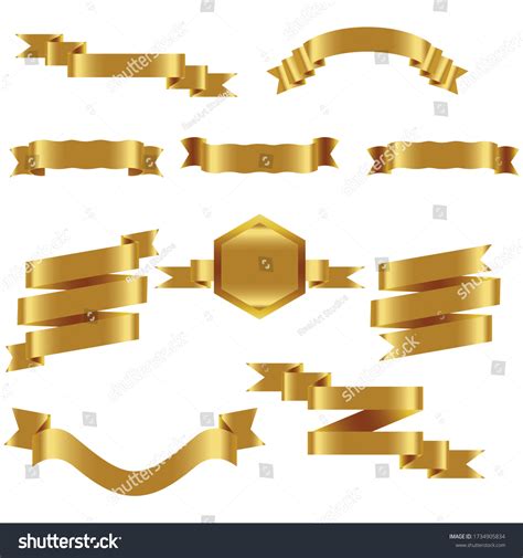 Gold Ribbon Set Isolated Celebration Winner Stock Vector Royalty Free 1734905834 Shutterstock